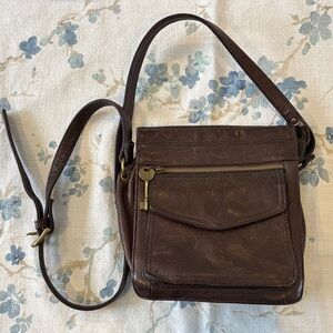 Fossil Dark Brown Leather Shoulder Bag